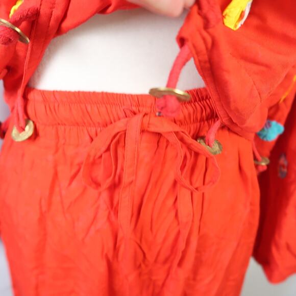 Vintage 90s Nativewear Designs Red 2 Piece Jacket and Pants Set S - Picture 5 of 8